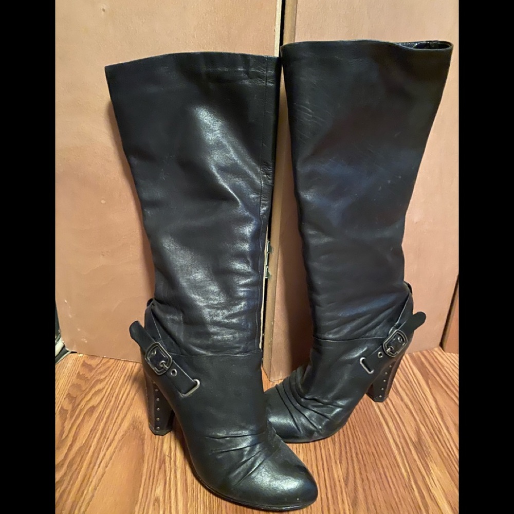 Frye pull-on knee-high leather boots